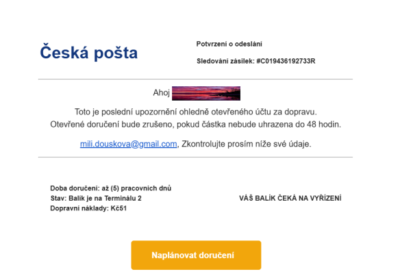 Pozor na podvodné e-maily, většinou vás chtějí okrást